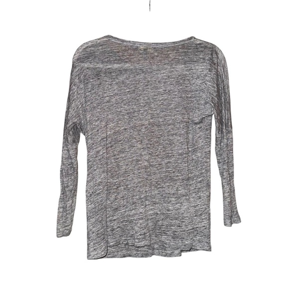 MAJE Gray Linen Goat Leather Trim Pockets 3/4 Sleeves Tee Shirt Size Small - Picture 6 of 12